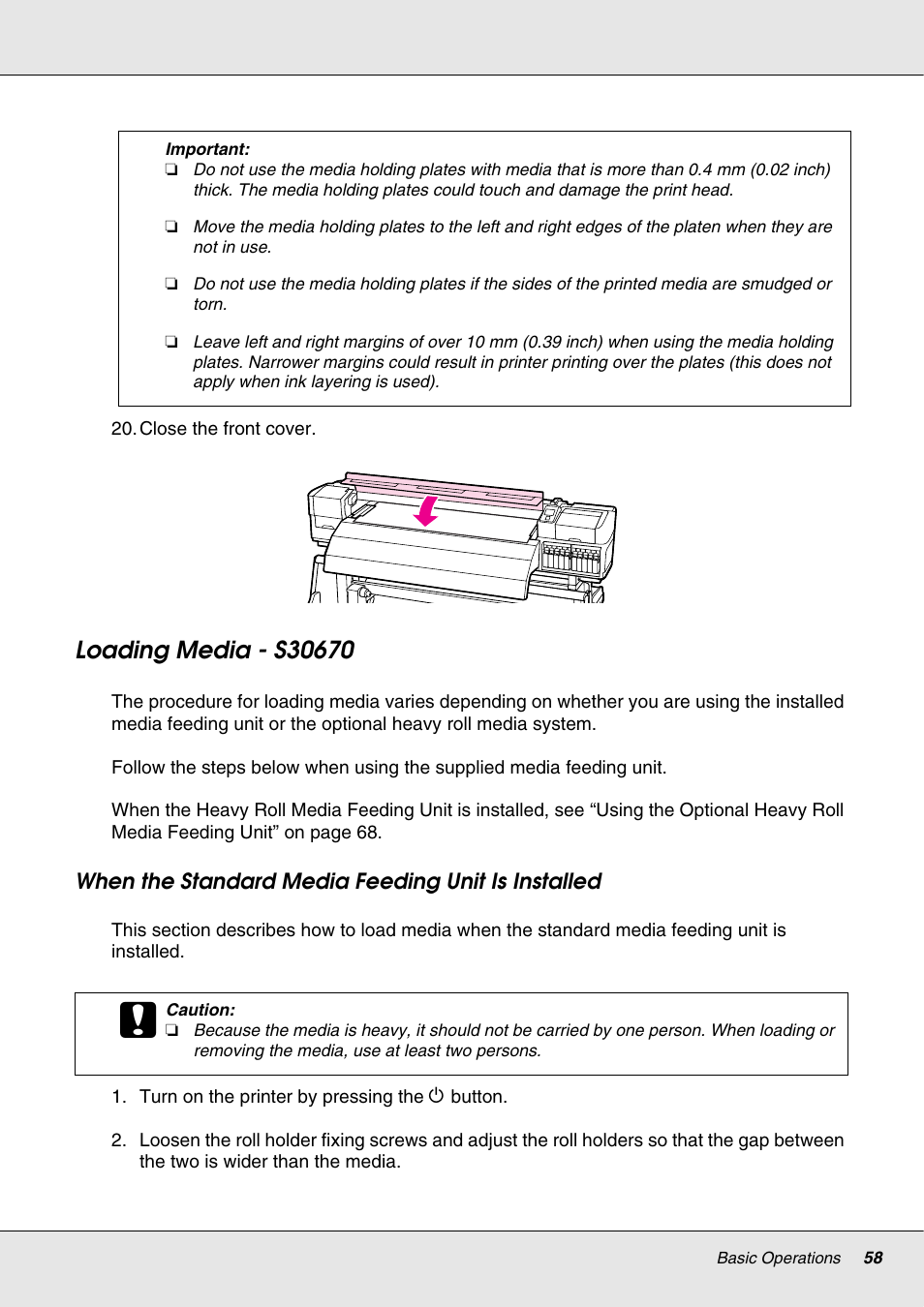 Loading media - s30670 | Epson S70670 User Manual | Page 58 / 193