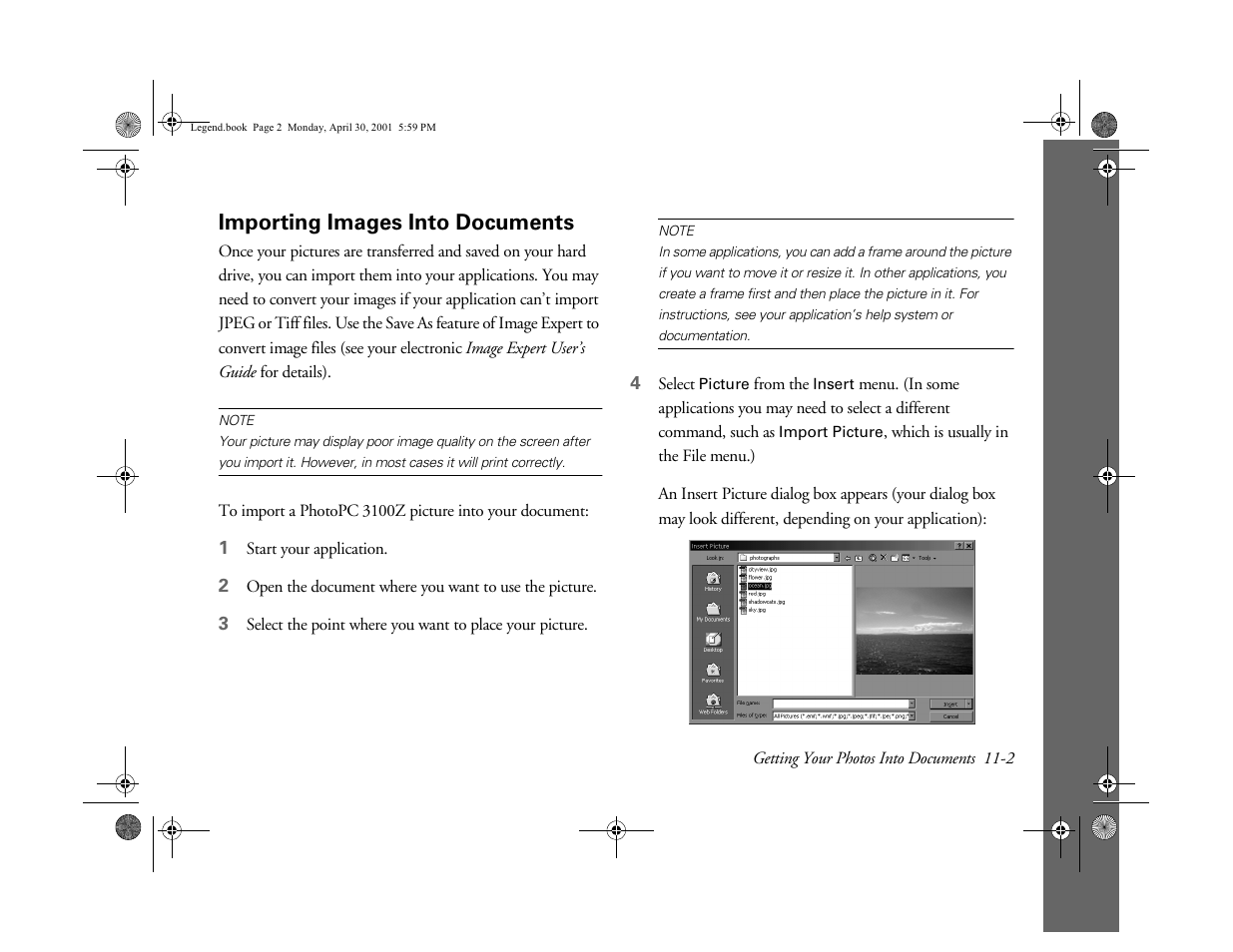 Importing images into documents | Epson PhotoPC 3100Z User Manual | Page 108 / 193