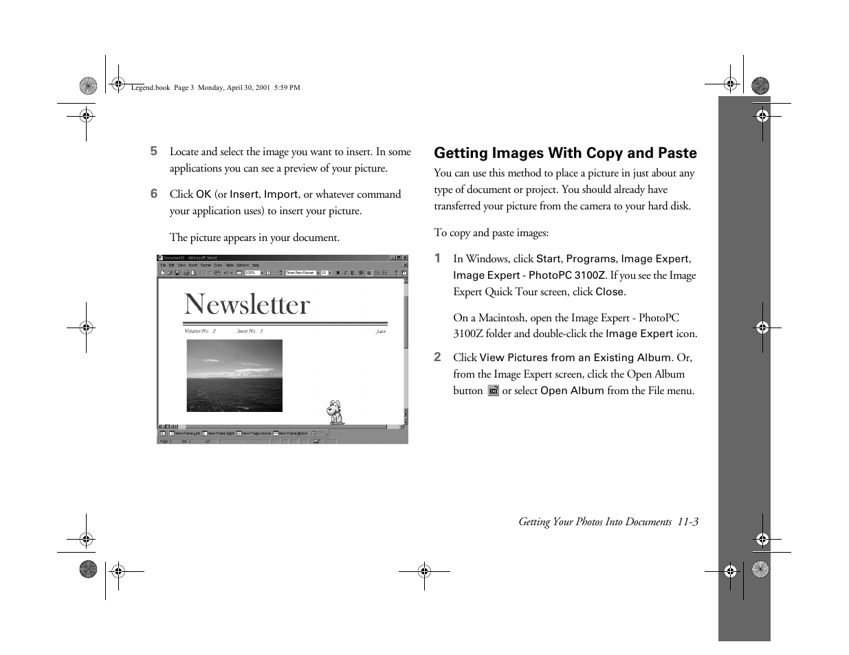 Getting images with copy and paste | Epson PhotoPC 3100Z User Manual | Page 109 / 193
