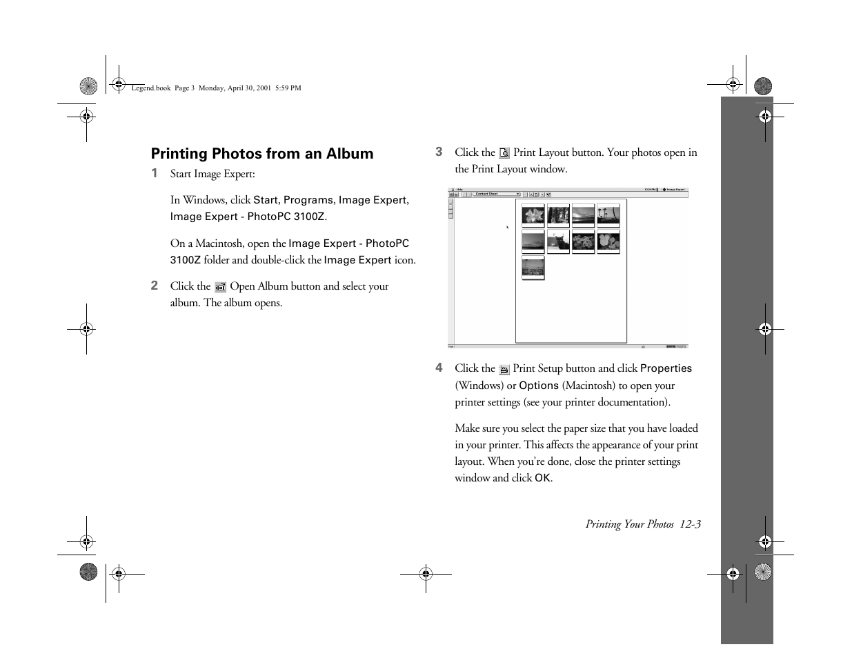 Printing photos from an album | Epson PhotoPC 3100Z User Manual | Page 117 / 193