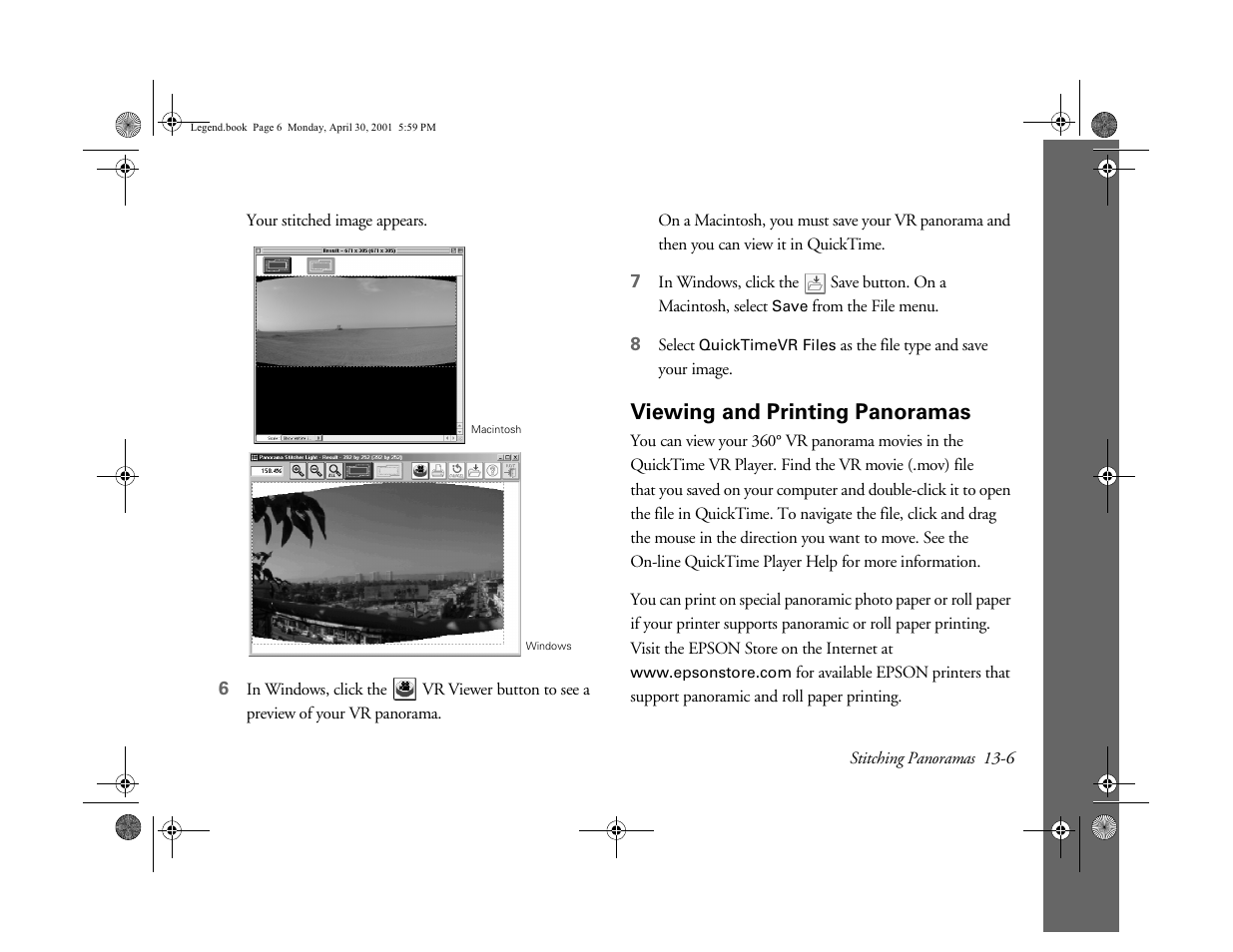 Viewing and printing panoramas | Epson PhotoPC 3100Z User Manual | Page 124 / 193