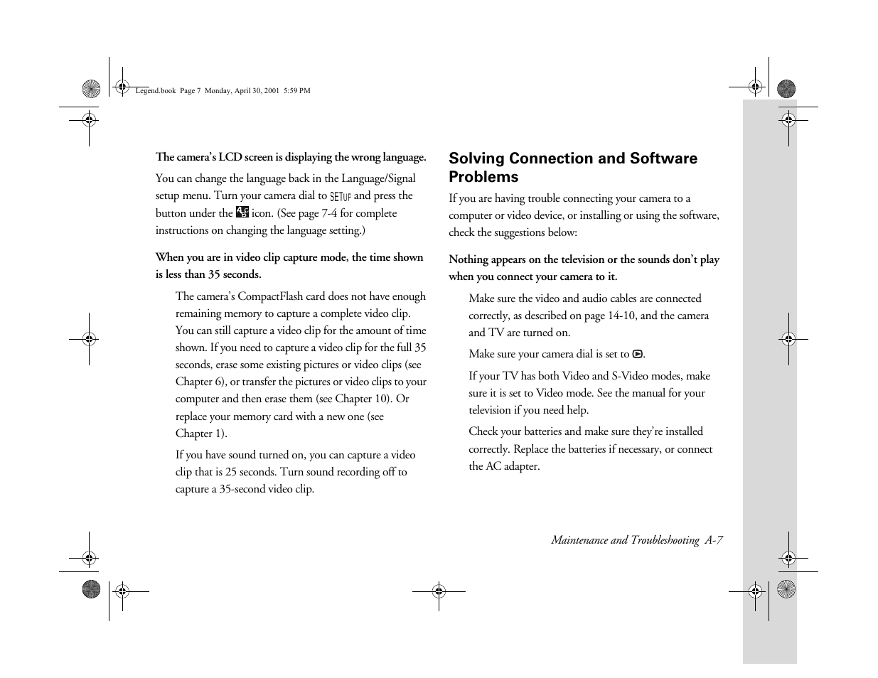 Solving connection and software problems | Epson PhotoPC 3100Z User Manual | Page 144 / 193