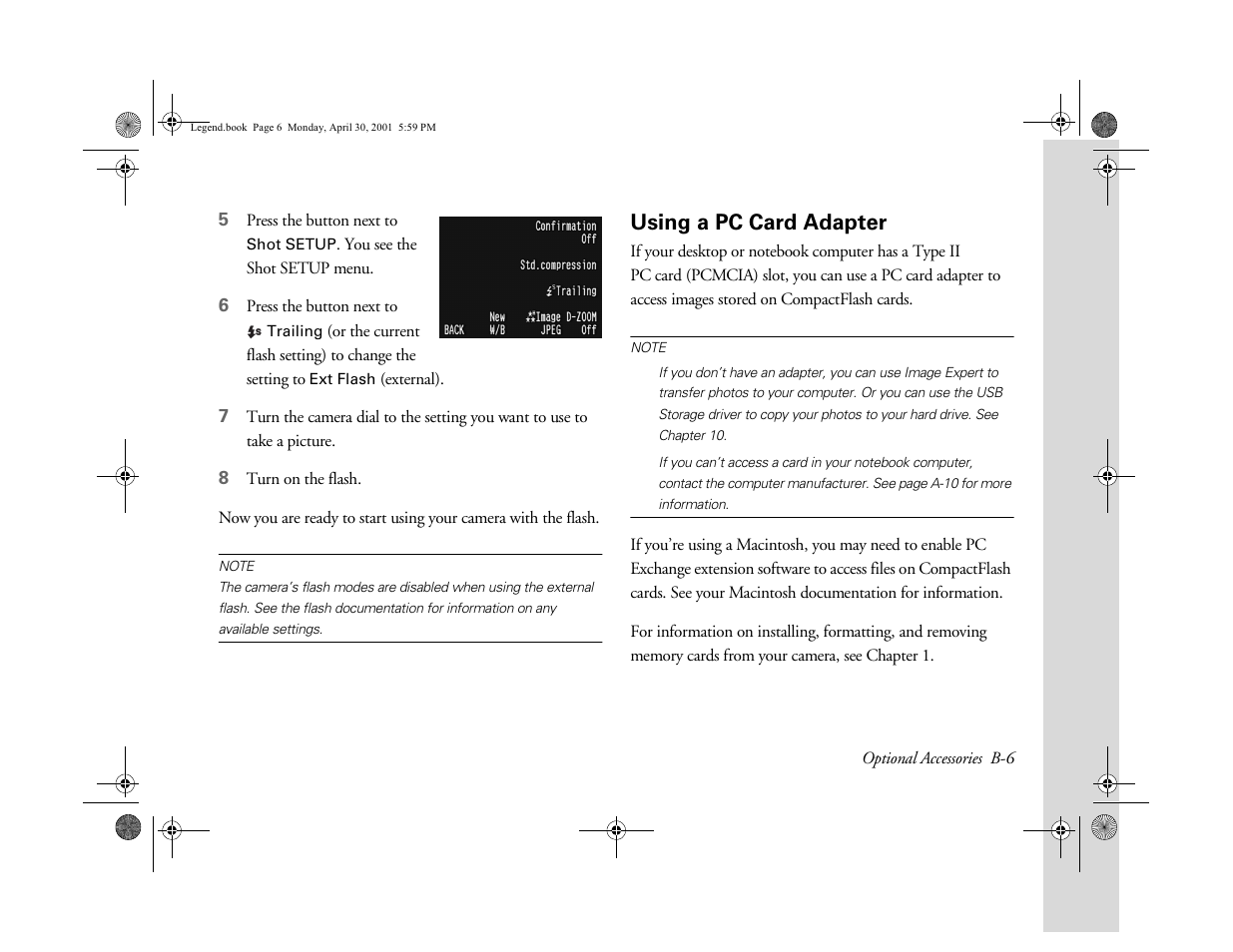Using a pc card adapter | Epson PhotoPC 3100Z User Manual | Page 159 / 193