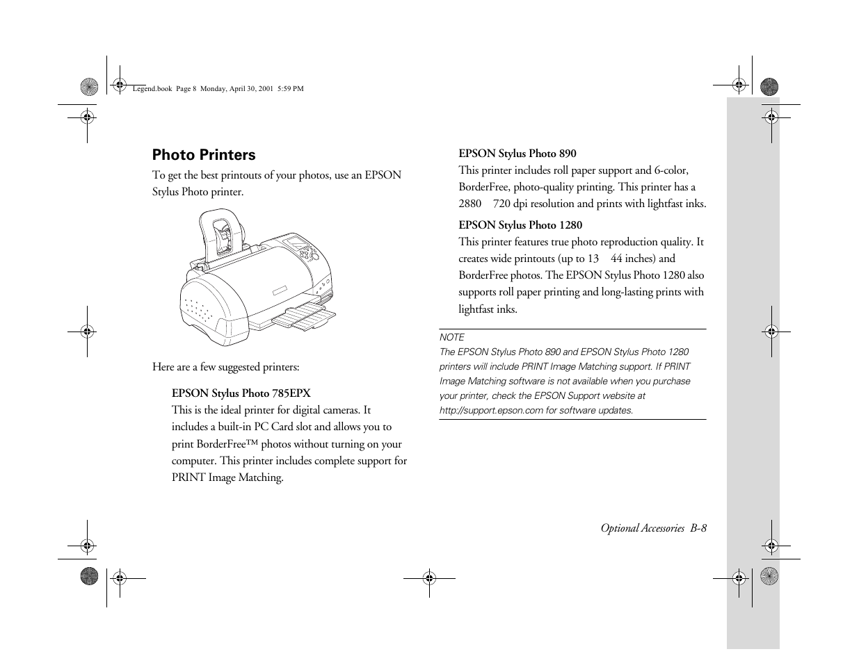 Photo printers | Epson PhotoPC 3100Z User Manual | Page 161 / 193