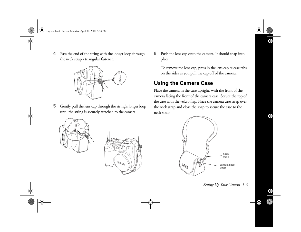 Using the camera case | Epson PhotoPC 3100Z User Manual | Page 19 / 193