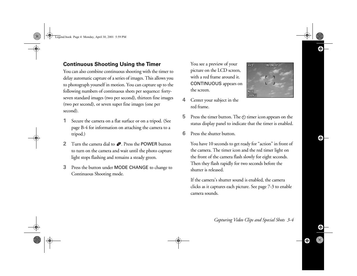 Continuous shooting using the timer | Epson PhotoPC 3100Z User Manual | Page 47 / 193