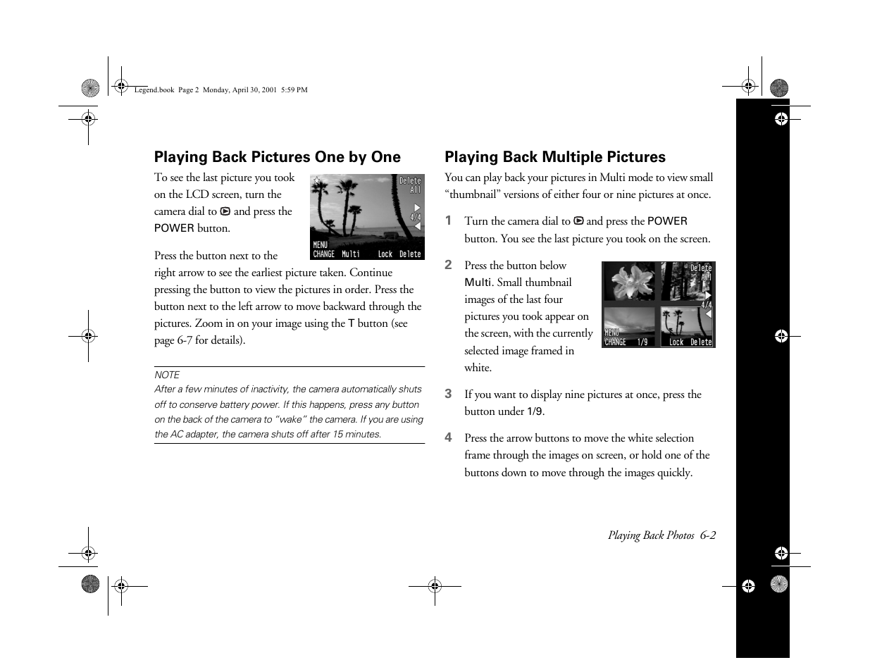 Playing back pictures one by one, Playing back multiple pictures | Epson PhotoPC 3100Z User Manual | Page 72 / 193