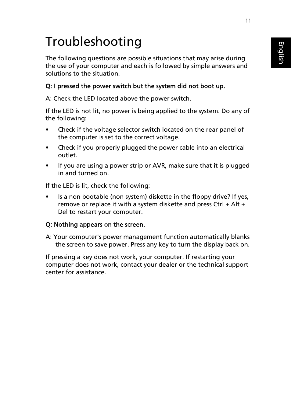 Troubleshooting | Epson AcerPower F1 User Manual | Page 19 / 24
