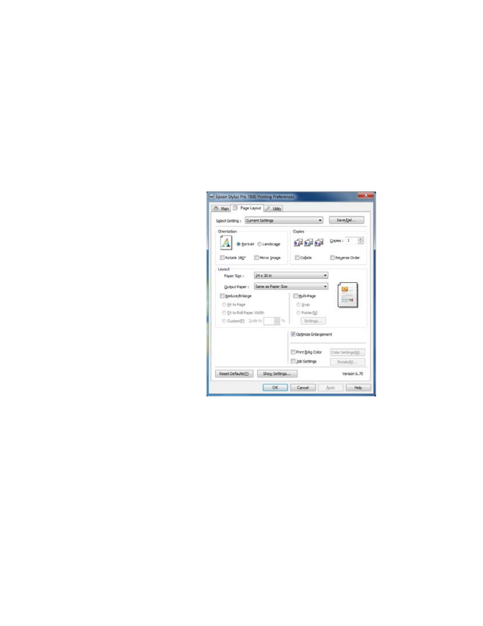 Choosing page layout options | Epson STYLUS 7890 User Manual | Page 122 / 224