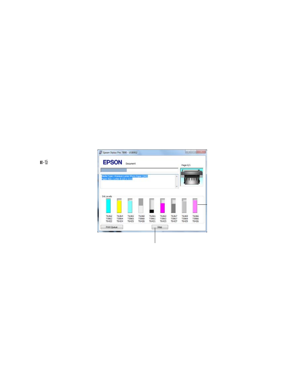 Managing print jobs, Using the progress meter | Epson STYLUS 7890 User Manual | Page 132 / 224