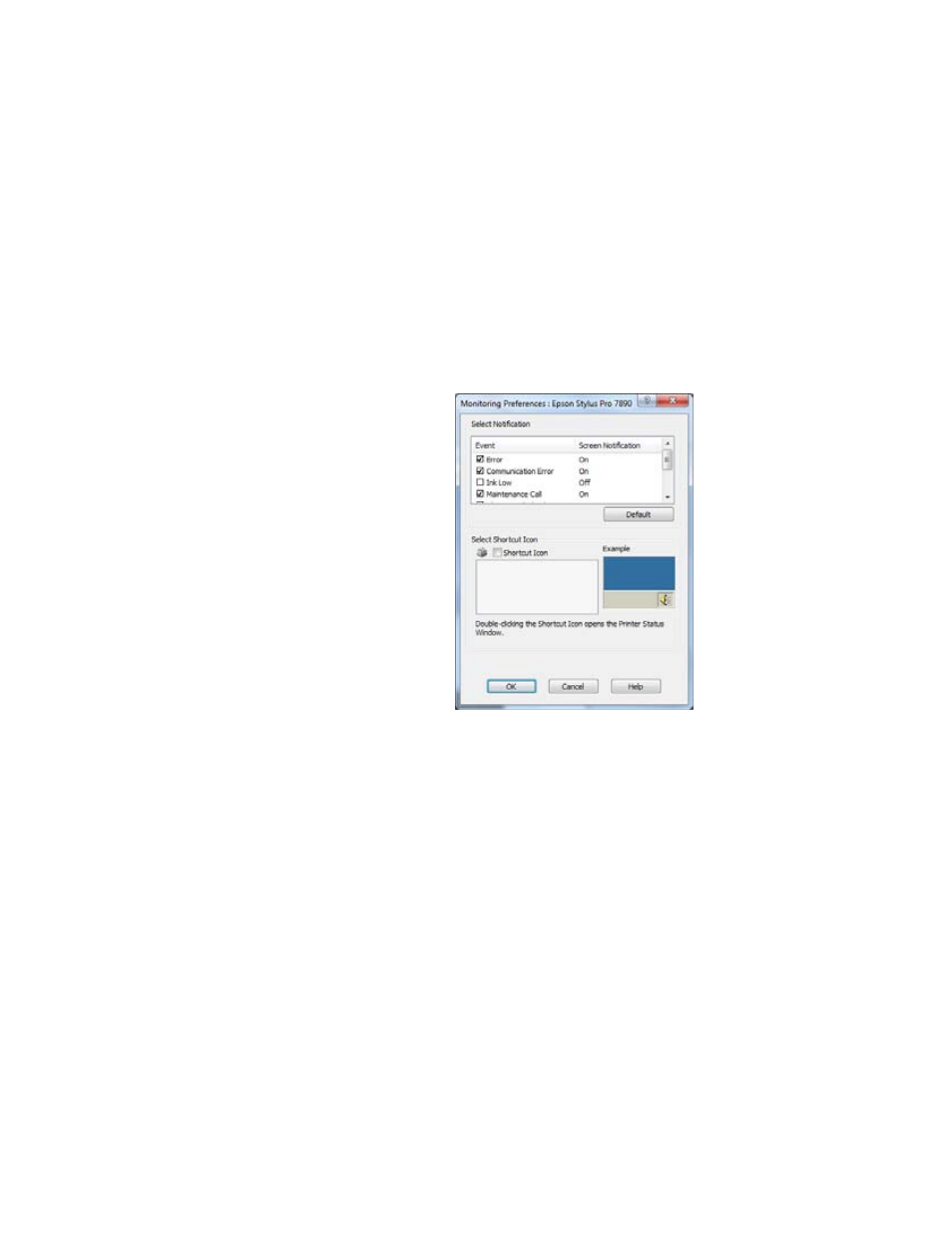 Setting monitoring preferences | Epson STYLUS 7890 User Manual | Page 135 / 224