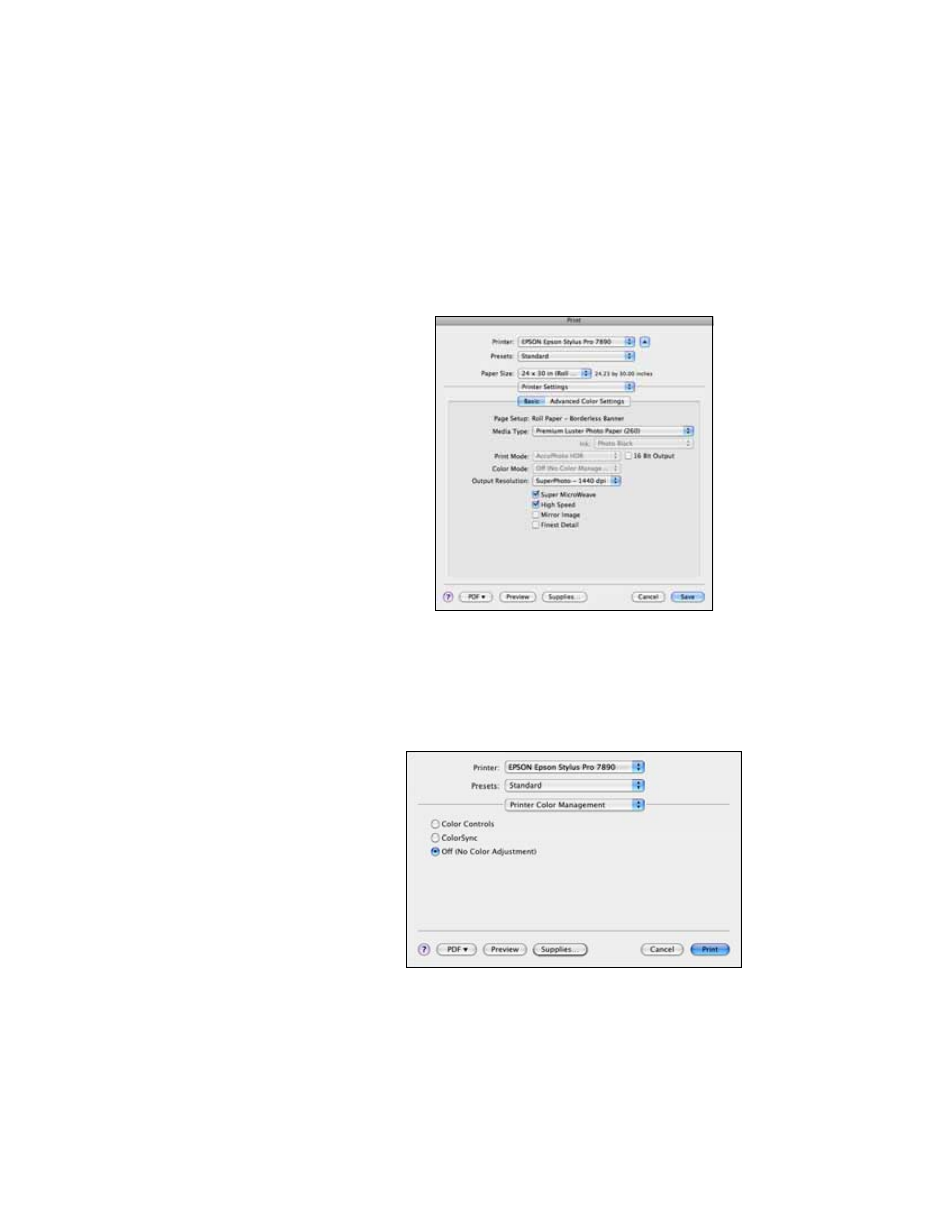 Selecting print settings and printing | Epson STYLUS 7890 User Manual | Page 140 / 224