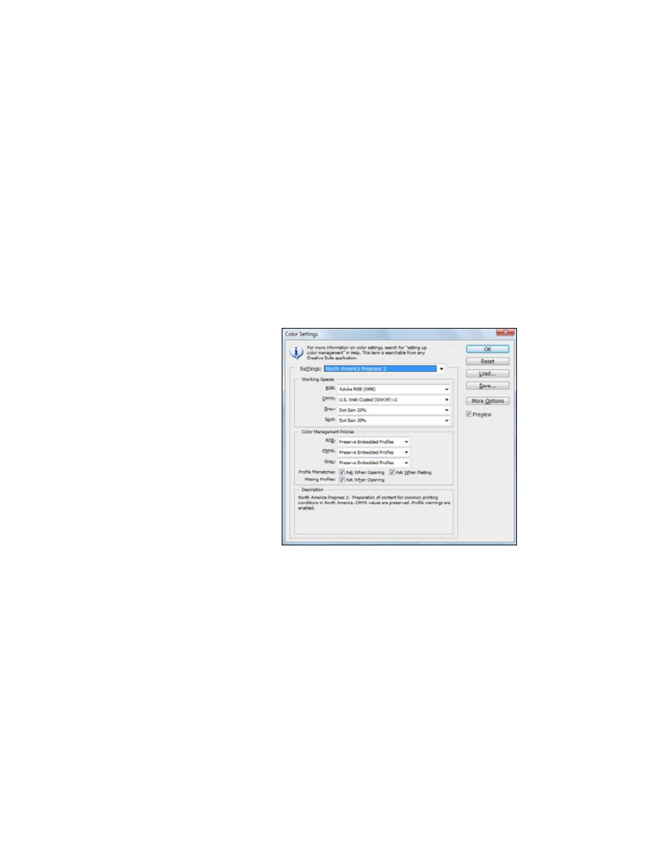 Windows printing with a color profile, Setting up photoshop and assigning a profile | Epson STYLUS 7890 User Manual | Page 141 / 224