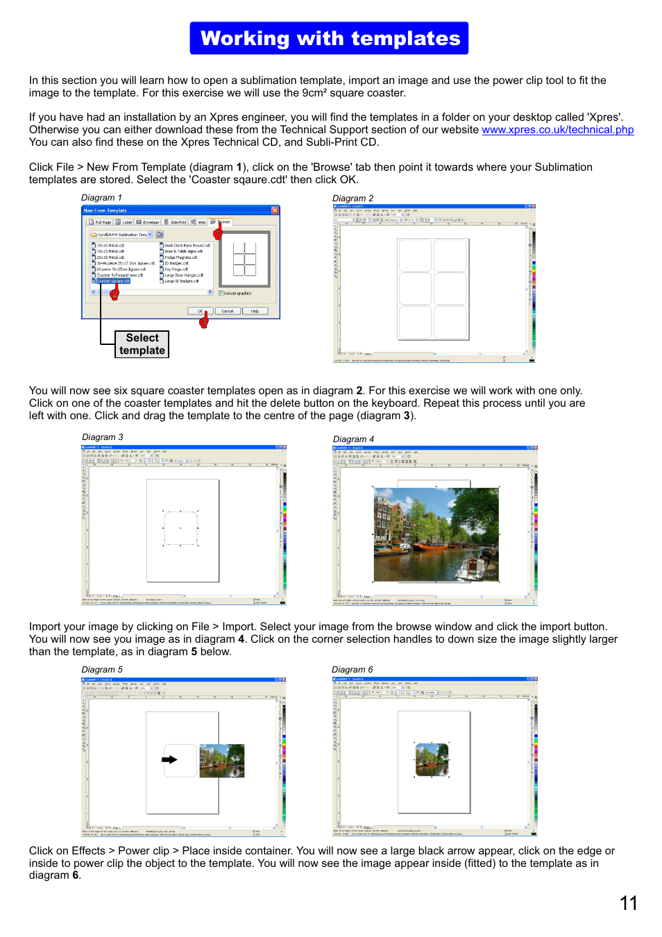Working with templates | Xpres Subli-Print Epson D88 User Manual | Page 13 / 18