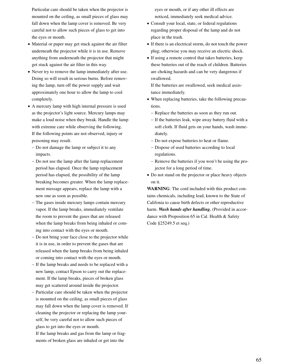 Epson 25 User Manual | Page 65 / 76
