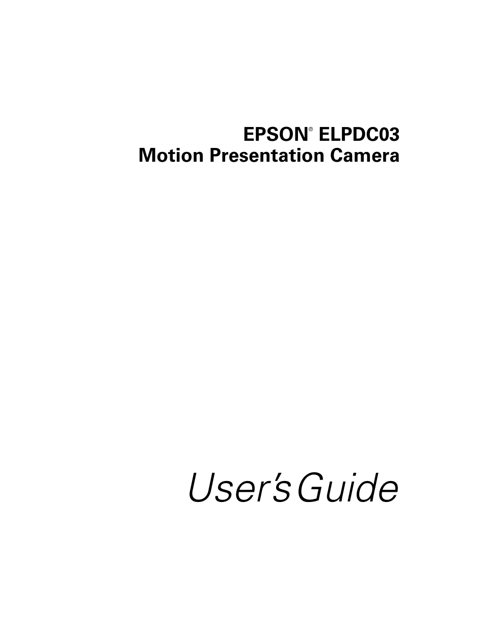 Epson ELPDC03 User Manual | 44 pages