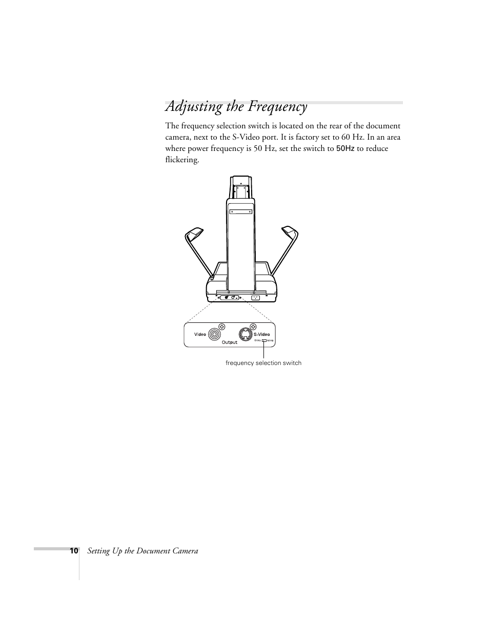 Adjusting the frequency | Epson ELPDC03 User Manual | Page 14 / 44