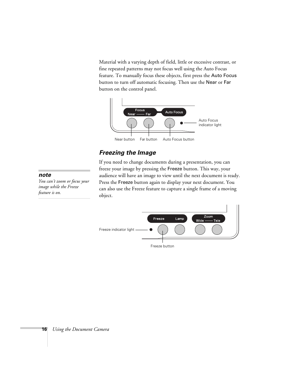 Freezing the image | Epson ELPDC03 User Manual | Page 20 / 44