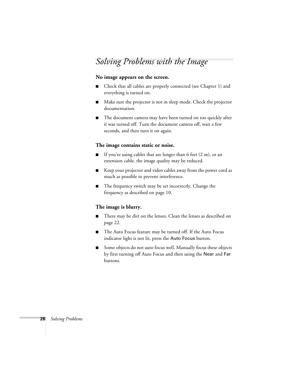 Solving problems with the image | Epson ELPDC03 User Manual | Page 30 / 44