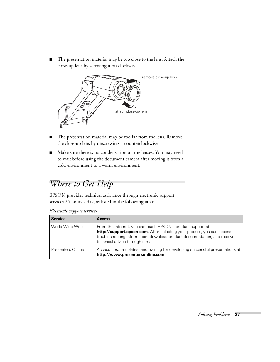 Where to get help | Epson ELPDC03 User Manual | Page 31 / 44