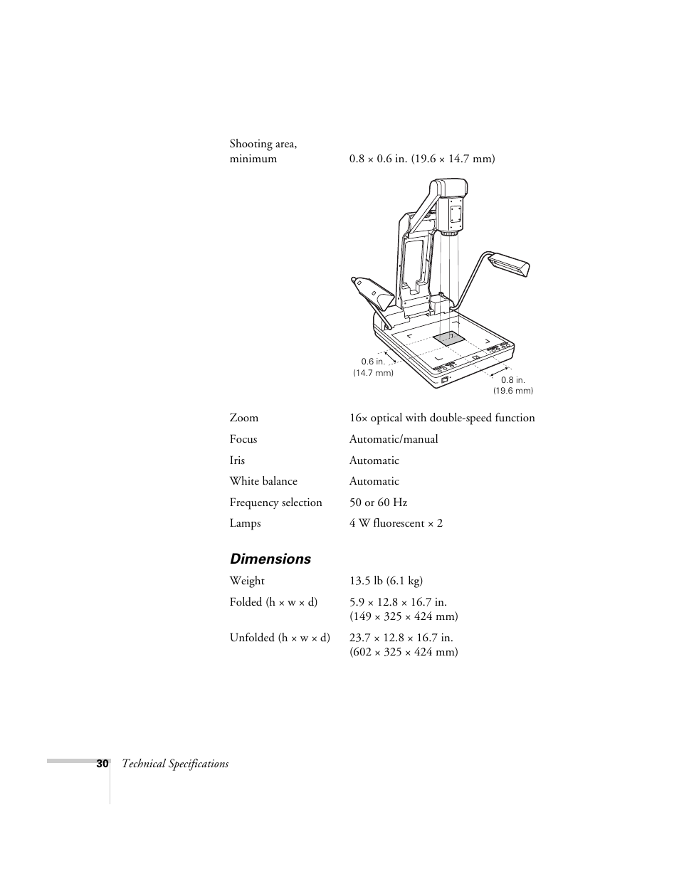 Dimensions | Epson ELPDC03 User Manual | Page 34 / 44