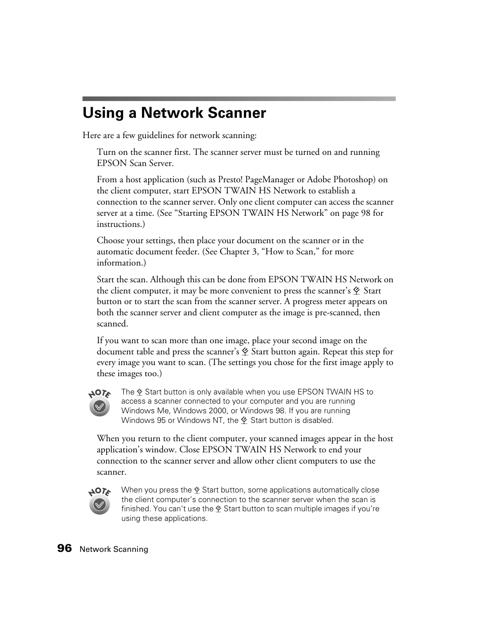 Using a network scanner | Epson GT-30000 User Manual | Page 102 / 148