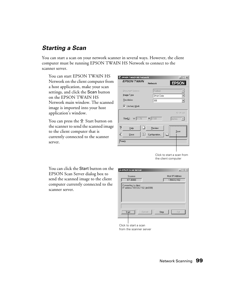 Starting a scan | Epson GT-30000 User Manual | Page 105 / 148