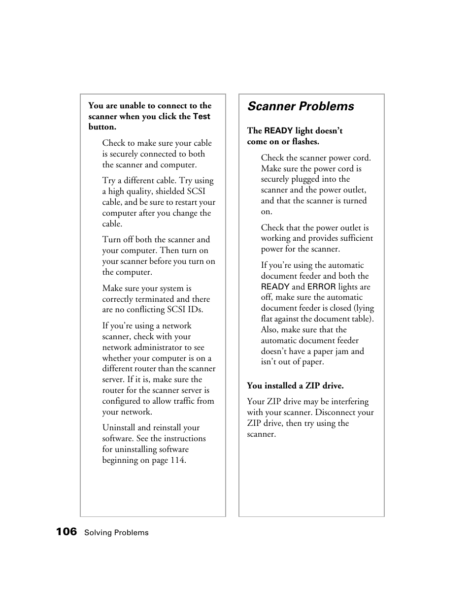 Scanner problems | Epson GT-30000 User Manual | Page 112 / 148