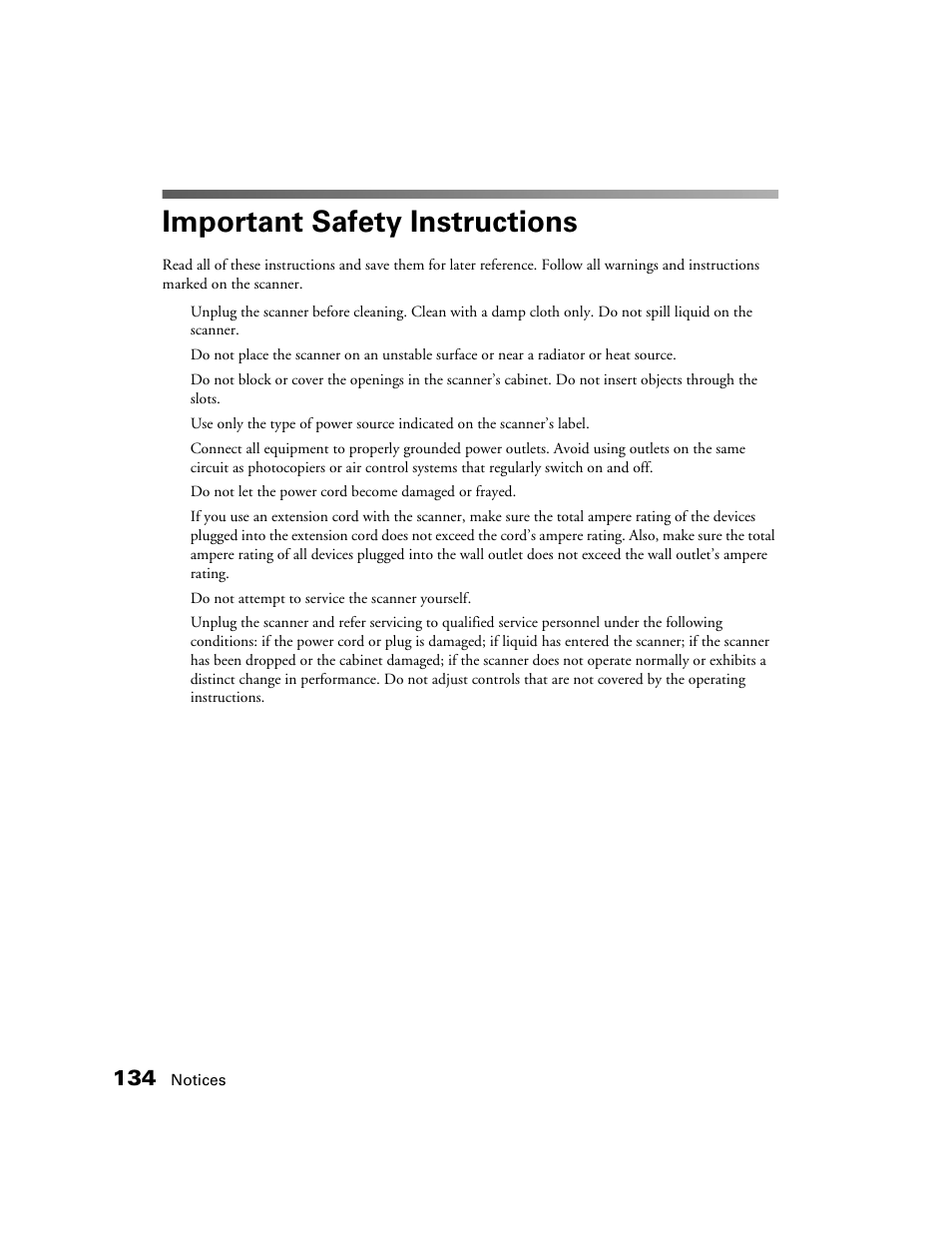 Important safety instructions | Epson GT-30000 User Manual | Page 140 / 148