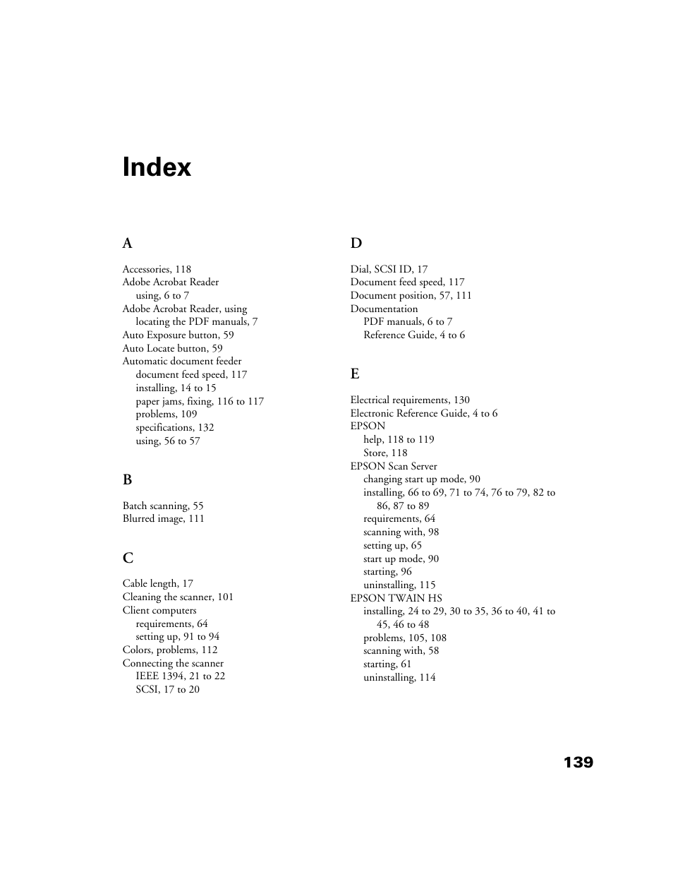 Index | Epson GT-30000 User Manual | Page 145 / 148