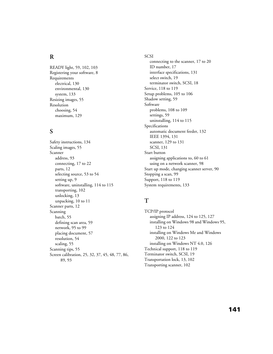 141 r | Epson GT-30000 User Manual | Page 147 / 148