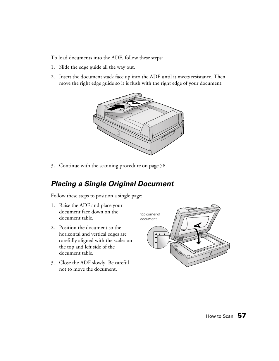 Placing a single original document | Epson GT-30000 User Manual | Page 63 / 148