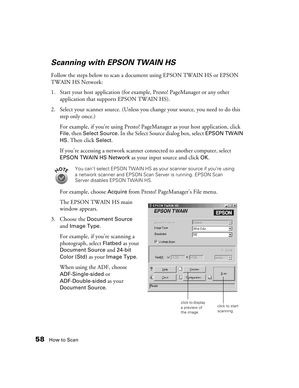 Scanning with epson twain hs | Epson GT-30000 User Manual | Page 64 / 148