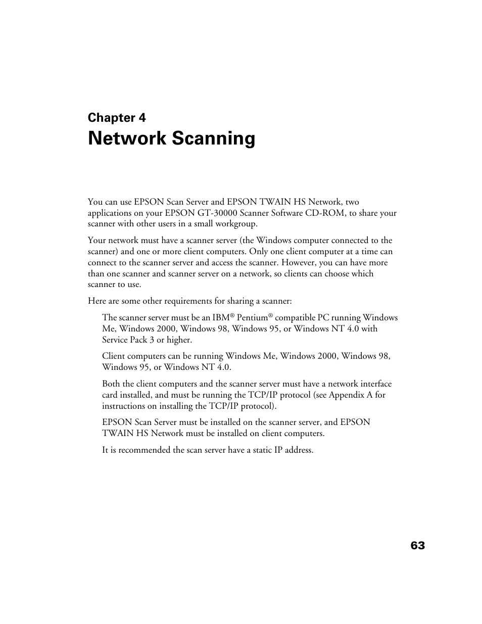 Chap 4-network scanning, Chapter 4, Network scanning | Epson GT-30000 User Manual | Page 69 / 148