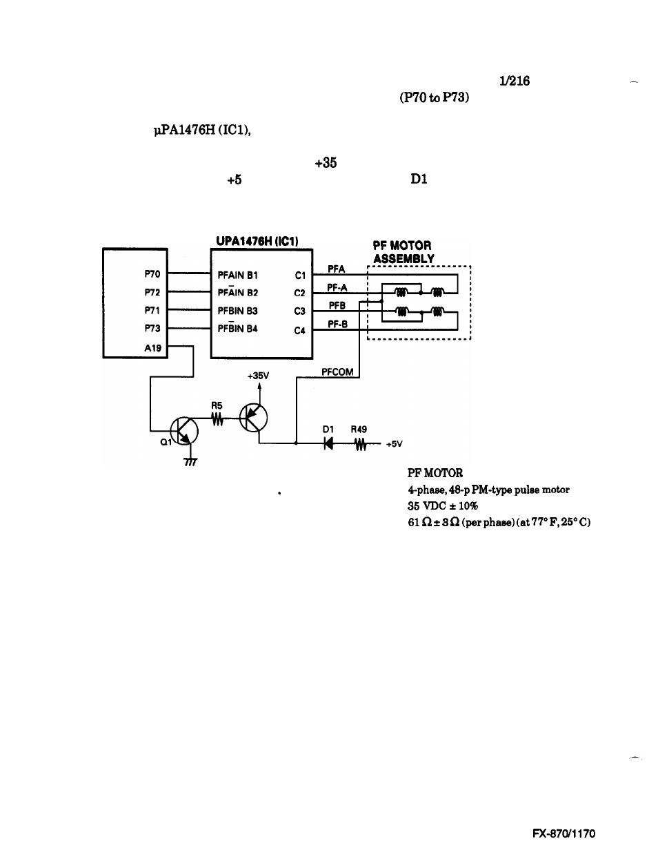 Paper feed motor drive circuit | Epson FX-870/1170 User Manual | Page 143 / 181