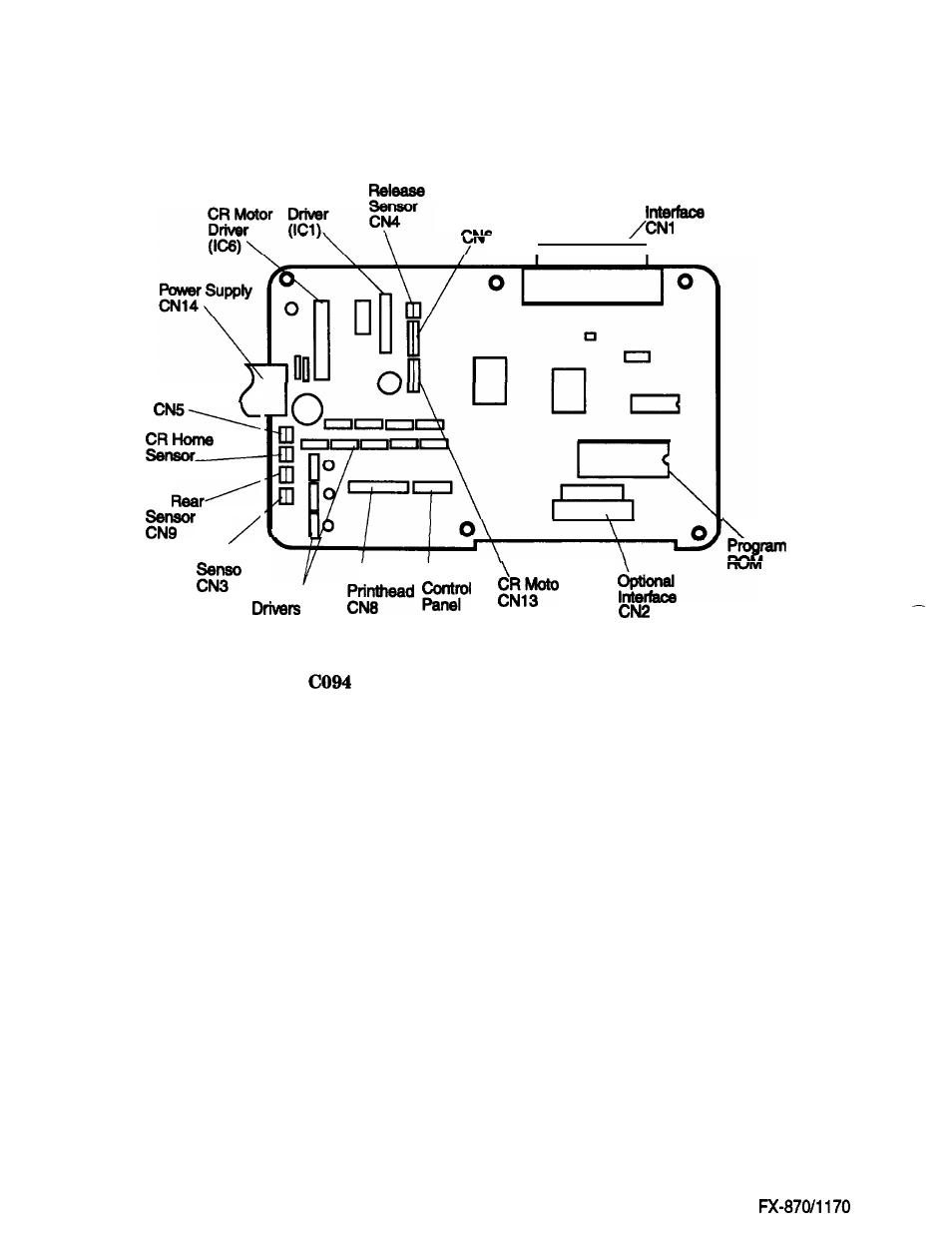 Circuit board component layouts | Epson FX-870/1170 User Manual | Page 163 / 181