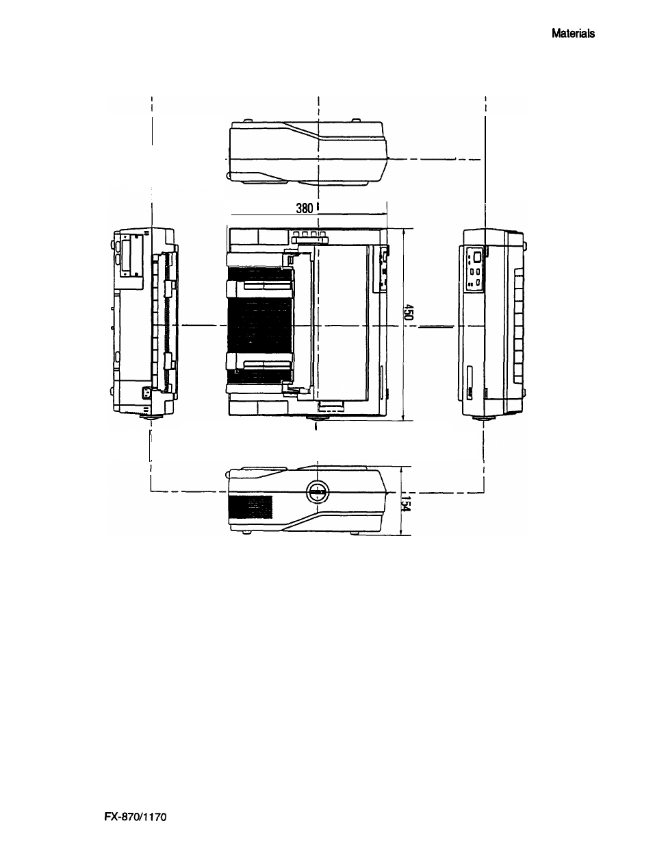 Outline drawings | Epson FX-870/1170 User Manual | Page 166 / 181