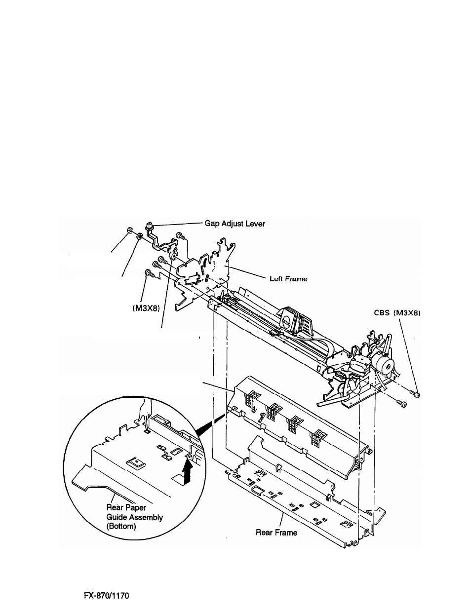 Removing the rear frame assembly | Epson FX-870/1170 User Manual | Page 90 / 181