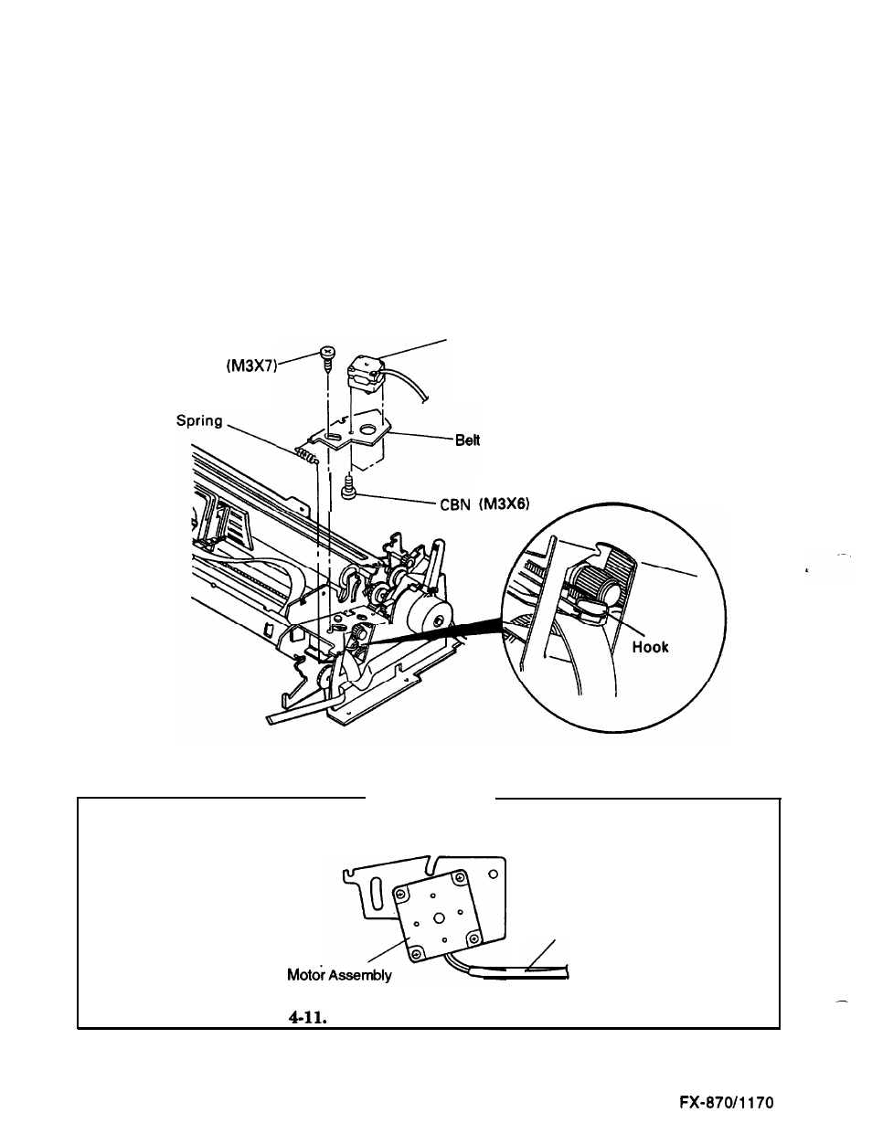 Removing the cr motor assembly | Epson FX-870/1170 User Manual | Page 91 / 181