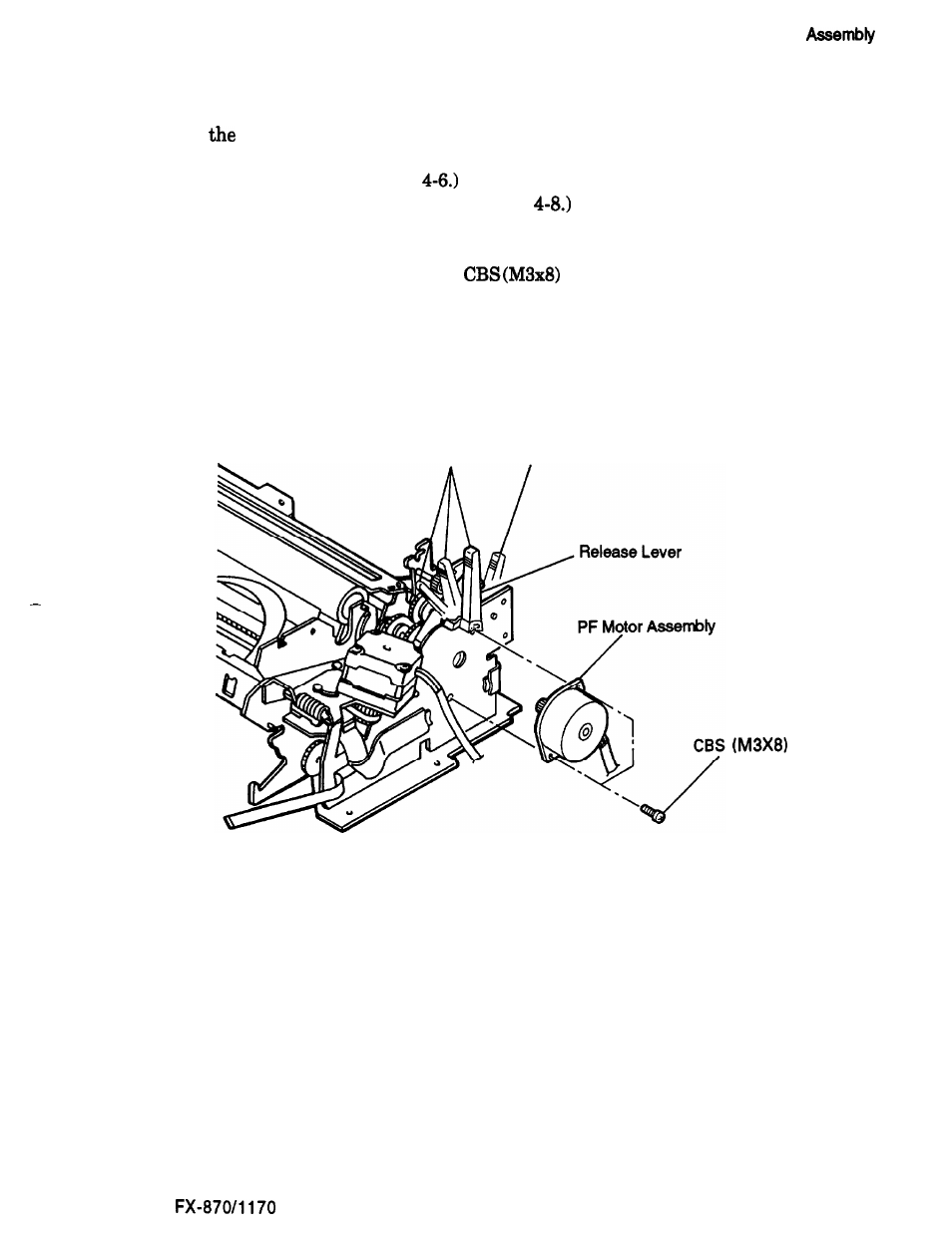 Removing the pf motor assembly | Epson FX-870/1170 User Manual | Page 92 / 181