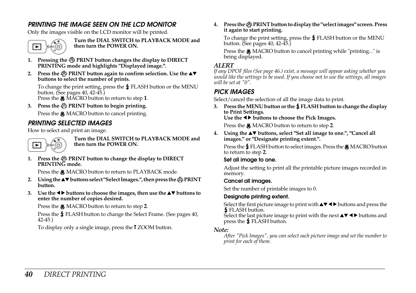 Direct printing | Epson PhotoPC L-400 User Manual | Page 40 / 65