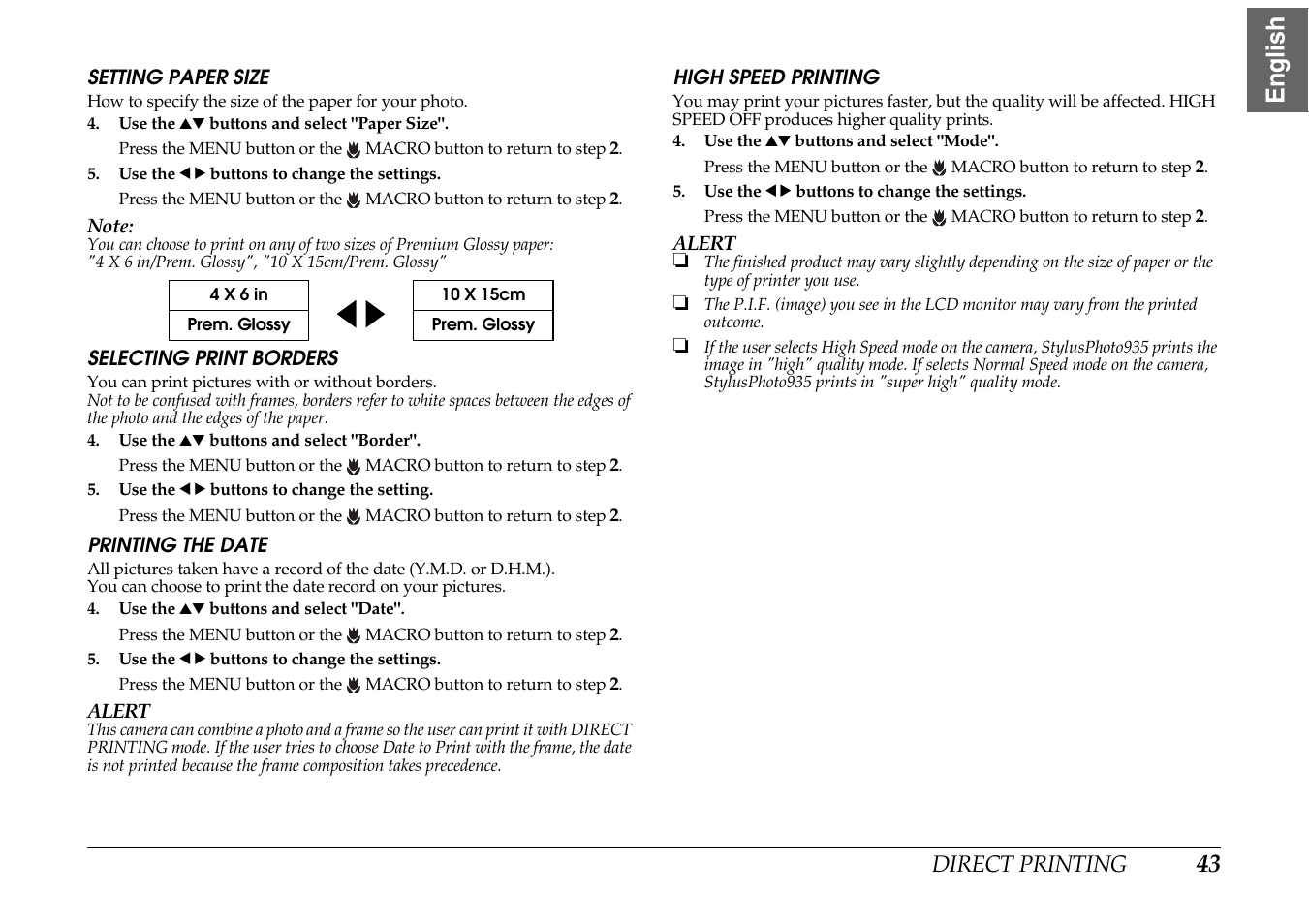 43 english | Epson PhotoPC L-400 User Manual | Page 43 / 65