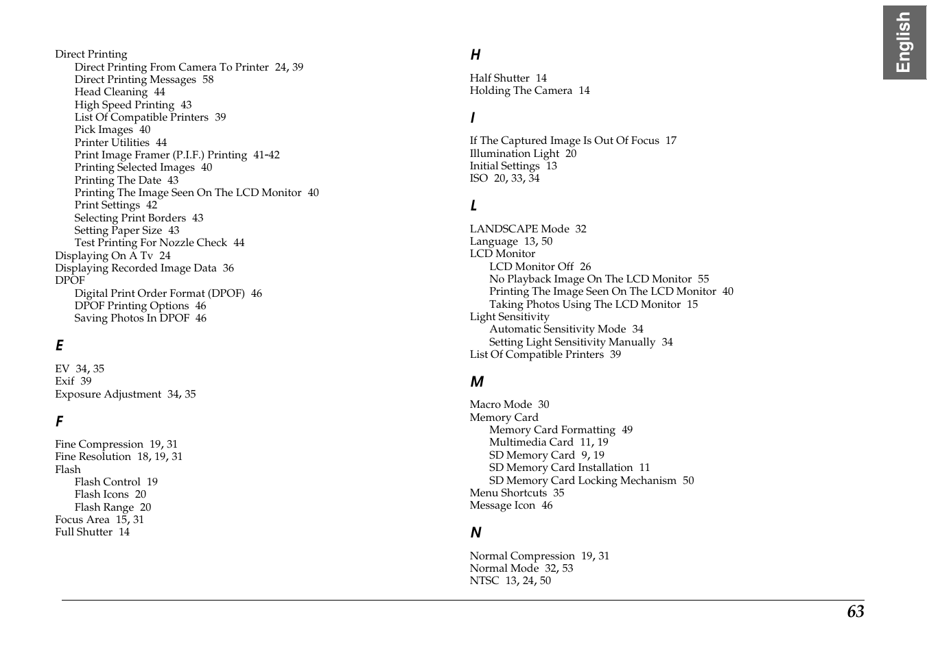 63 english | Epson PhotoPC L-400 User Manual | Page 63 / 65