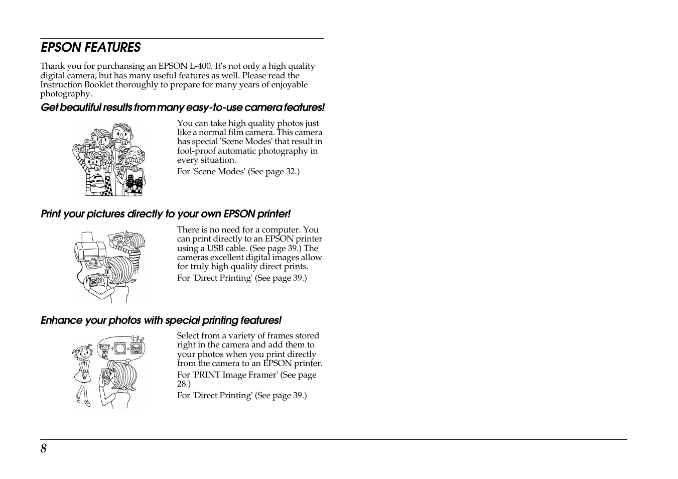 Epson features, 8epson features | Epson PhotoPC L-400 User Manual | Page 8 / 65