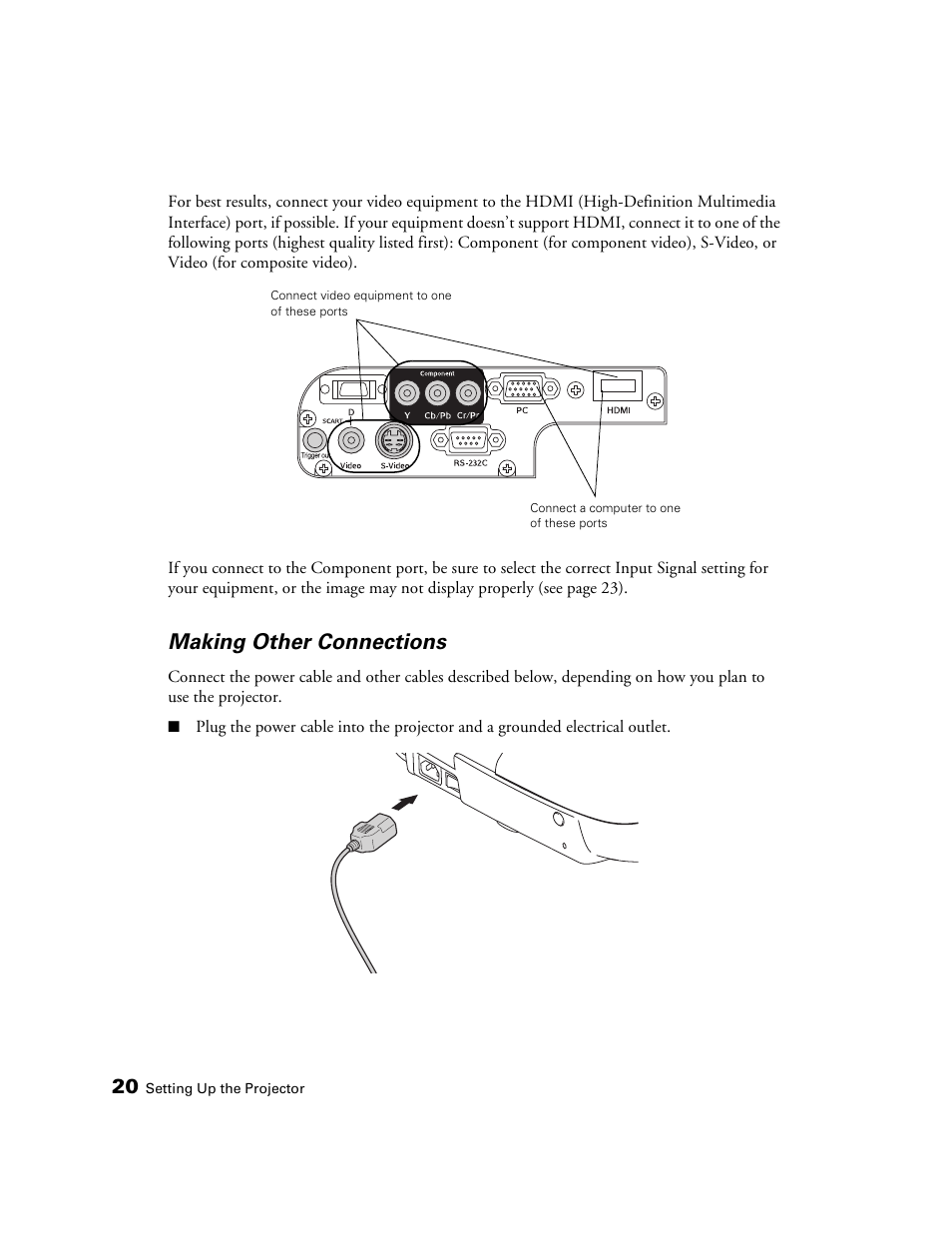 Making other connections | Epson 1080 User Manual | Page 20 / 76