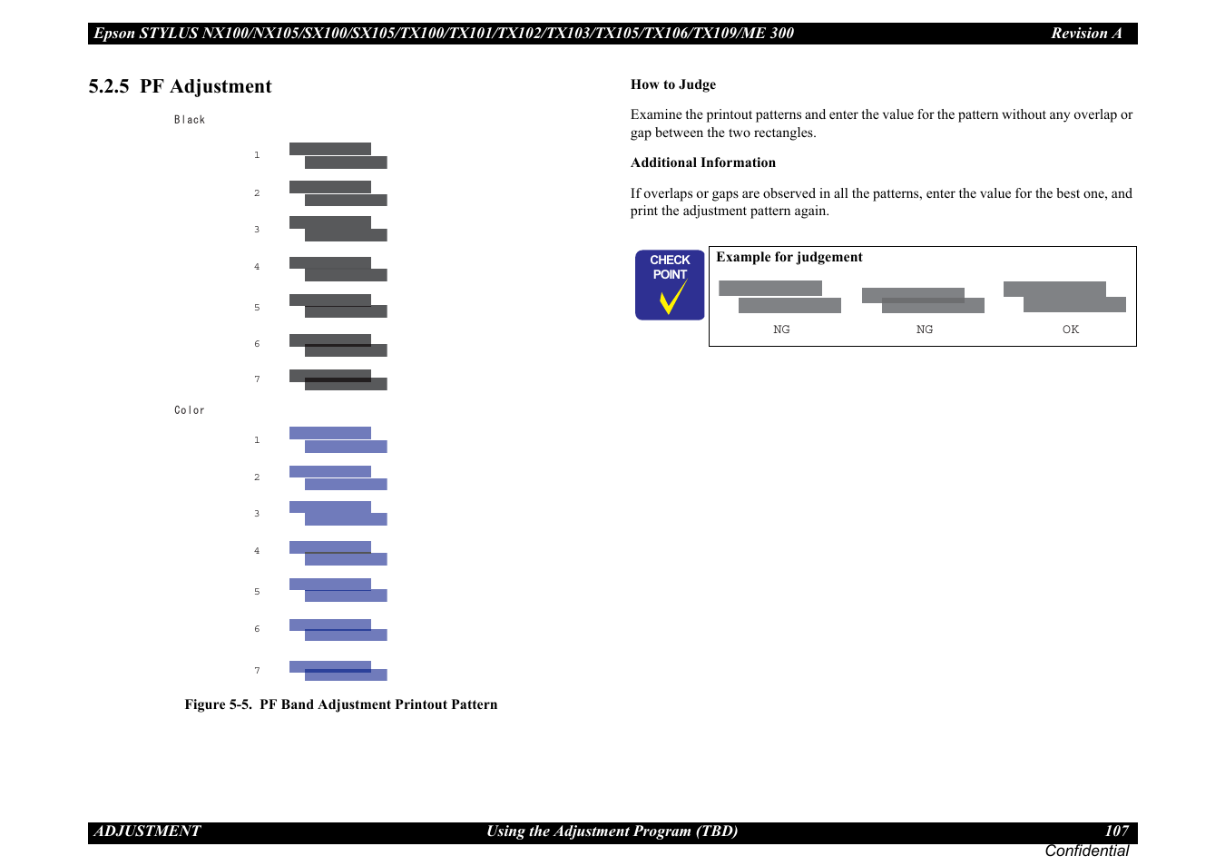 5 pf adjustment | Epson Stylus TX100 User Manual | Page 107 / 113