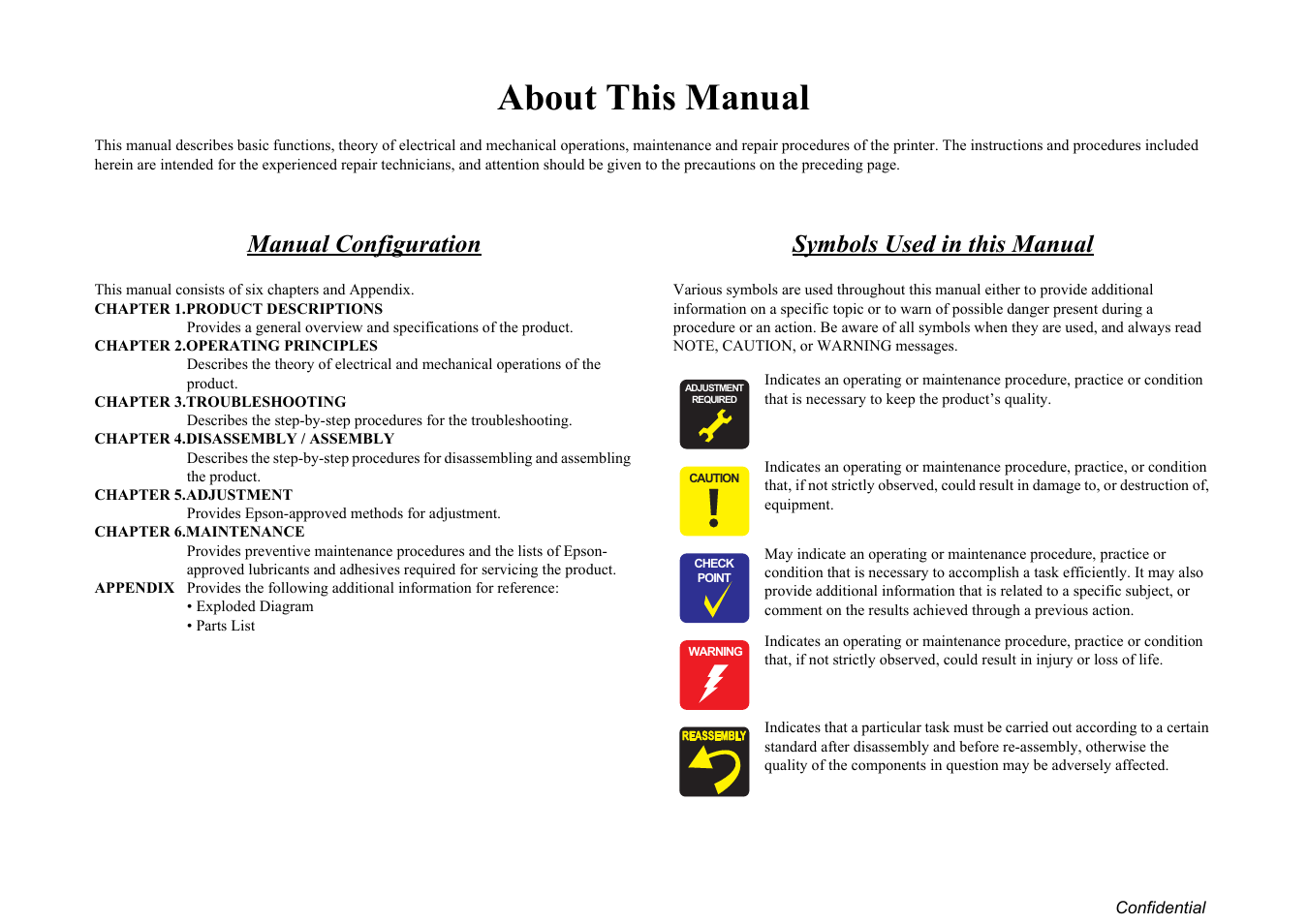 About this manual, Manual configuration, Symbols used in this manual | Epson Stylus TX100 User Manual | Page 4 / 113