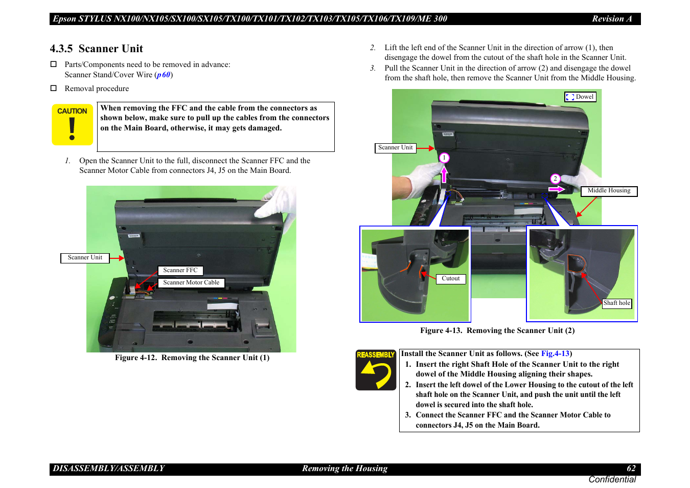 5 scanner unit, 5 scanner unit ” (p62) | Epson Stylus TX100 User Manual | Page 62 / 113