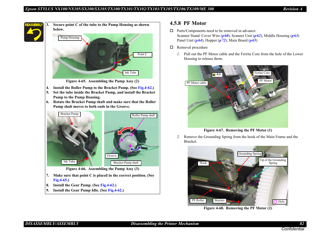 8 pf motor, P82) | Epson Stylus TX100 User Manual | Page 82 / 113
