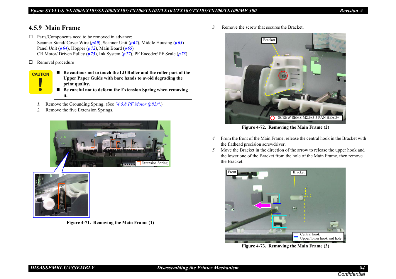 9 main frame, P84) | Epson Stylus TX100 User Manual | Page 84 / 113